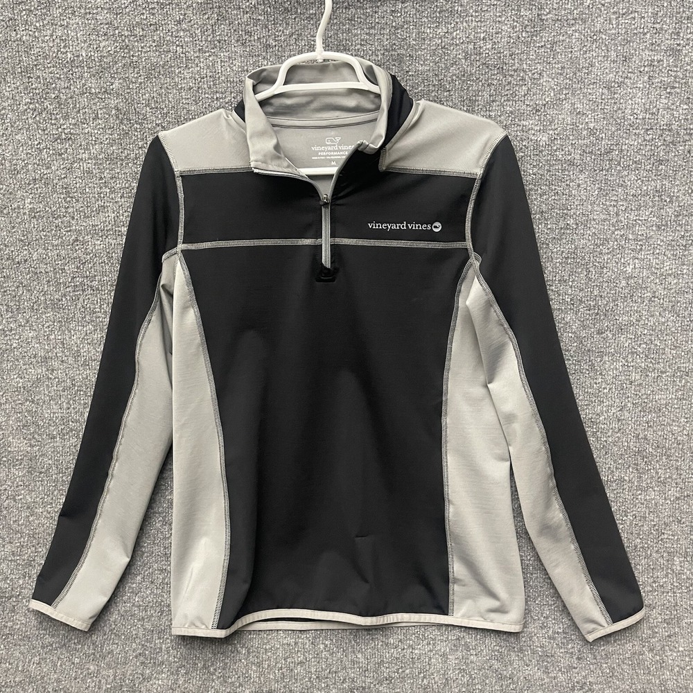 Vineyard Vines Performance Shep 1/4 Zip Shirt Women's Sz M Long Sleeve Black